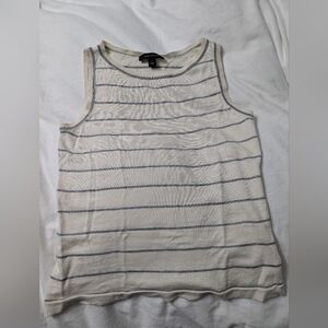 Ann Taylor Cream and Gray Striped Sleeveless Top